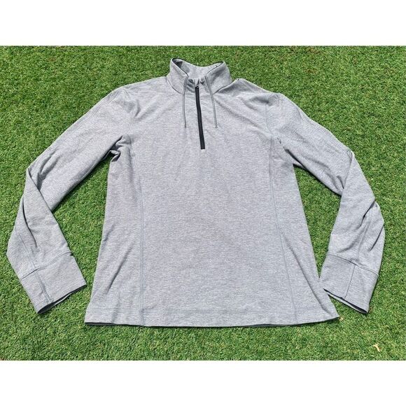 Lululemon Surge Warm 1/2 ZIP light gray SHIRT TOP MENS M L - Picture 3 of 10